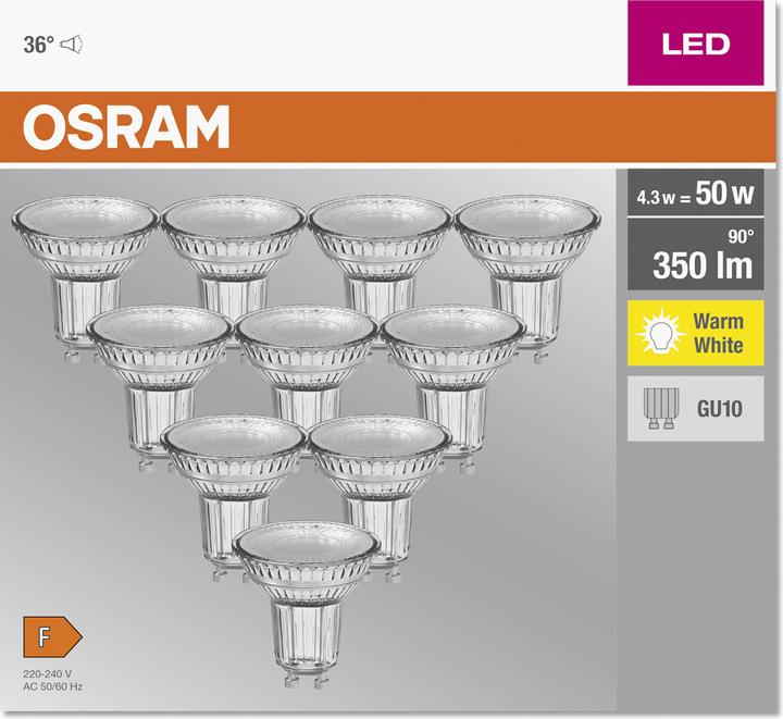 Actual product image Osram Led Base Par16 (GU10, 4.30 W, 350 lm, 10 x, F)