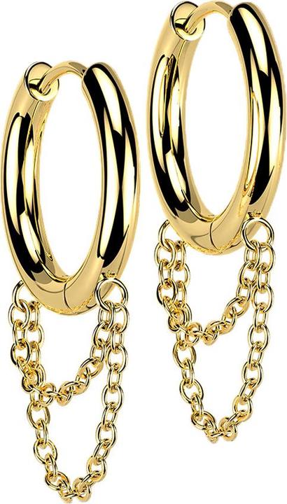 Star Piercing Ohrring vergoldet Anhänger Doppelkette (ohne Messing, Chirurgenstahl 316L)