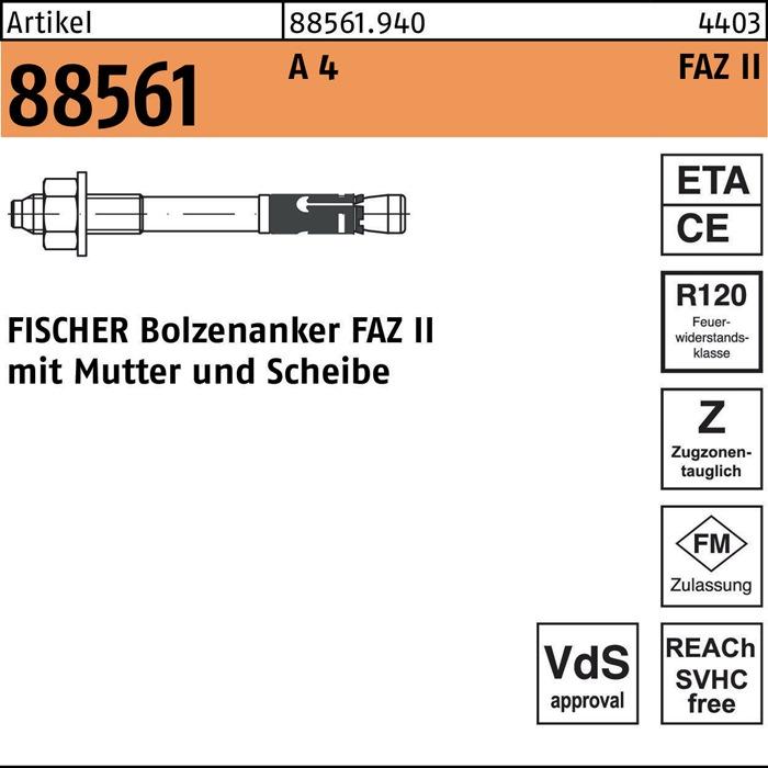 Produktbild Fischer Bolzenanker FAZ II 12 Länge 110 mm Edelstahl (20 Stk.)