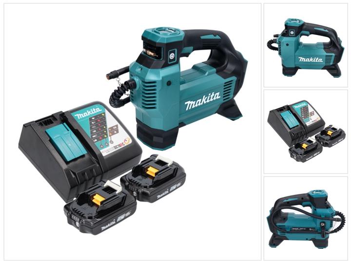 Produktbild Makita DMP 181 RA Akku Kompressor 18 V 11,1 bar + 2x Akku 2,0 Ah + Ladegerät (11.10 Bar)