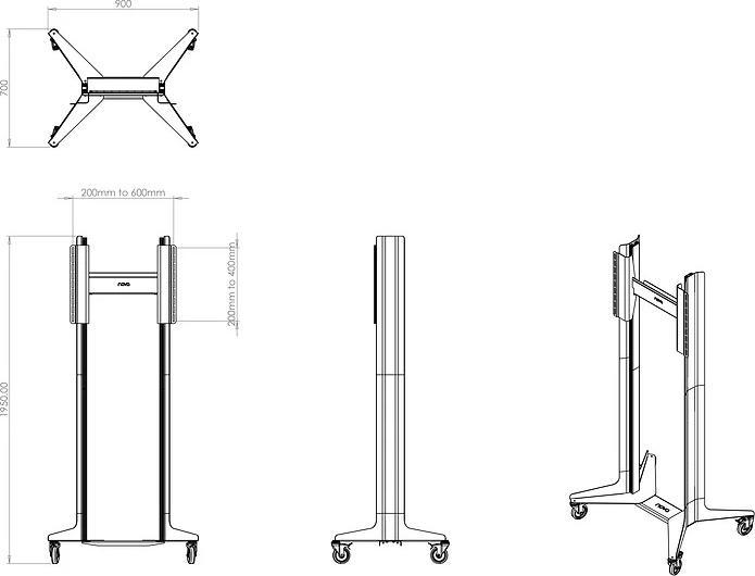 Immagine prodotto Nova NVP600 TR Carrello porta TV fino a VESA 600x400, fino a 75kg (65", 75 kg)