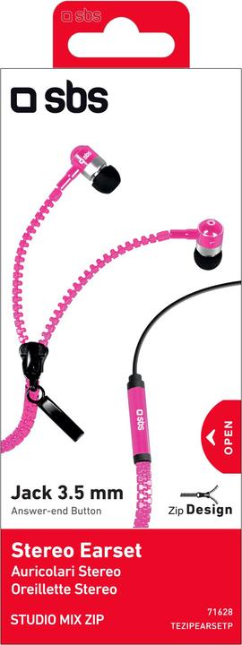 Actual product image SBS Earset wired stereo Zip, jack 3,5 mm with microphone and answer button (Cable)