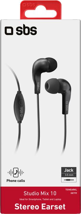 Actual product image SBS In-ear stereo earset Studio Mix 10, jack 3,5 mm with microphone and answer button (Cable)