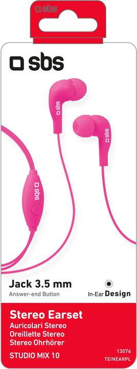Actual product image SBS In-ear stereo earset Studio Mix 10, jack 3,5 mm with microphone and answer button (Cable)