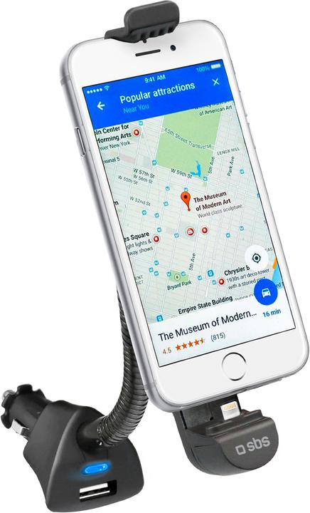 Immagine prodotto SBS Supporto da auto con connettore flash e porta USB per iPhone fino a 5.5Inc