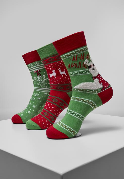 Urban Classics Christmas Lama Socks 3-Pack (3er Pack, 39 - 42)
