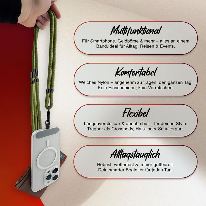 Produktbild Nalia HoldMe Lanyard Handykette - Universal Trageband für Smartphones - Verstellbar, Soft & Elastisch