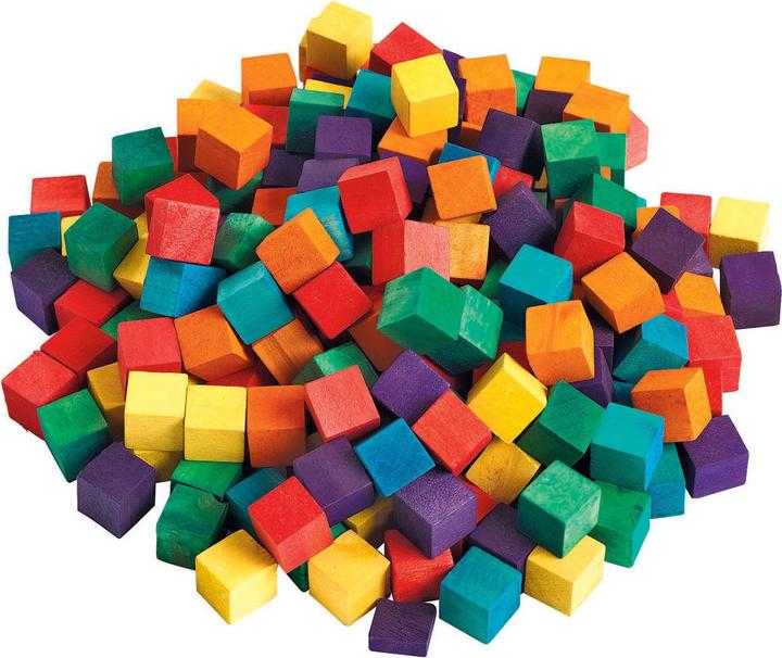 Actual product image Colourings - Coloured wooden cube blocks, 196st.