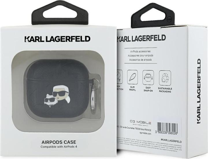 Produktbild Karl Lagerfeld Monogram Karl & Choupette Head Case for AirPods 4 - Black (Kopfhörer Tasche)