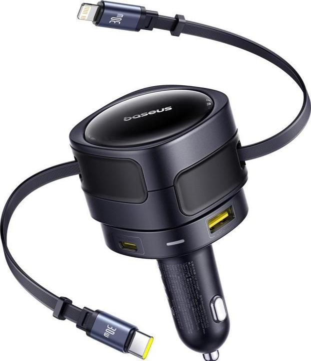 Produktbild Baseus Enjoyment Max Car Charger C+L Cables & U+C Ports 90W Cosmic Black