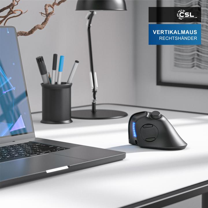 Image du produit CSL Souris verticale sans fil, 2,4 GHz sans fil & BT4.0, 250 dpi, contre le bras de la souris / tennis (Sans fil)
