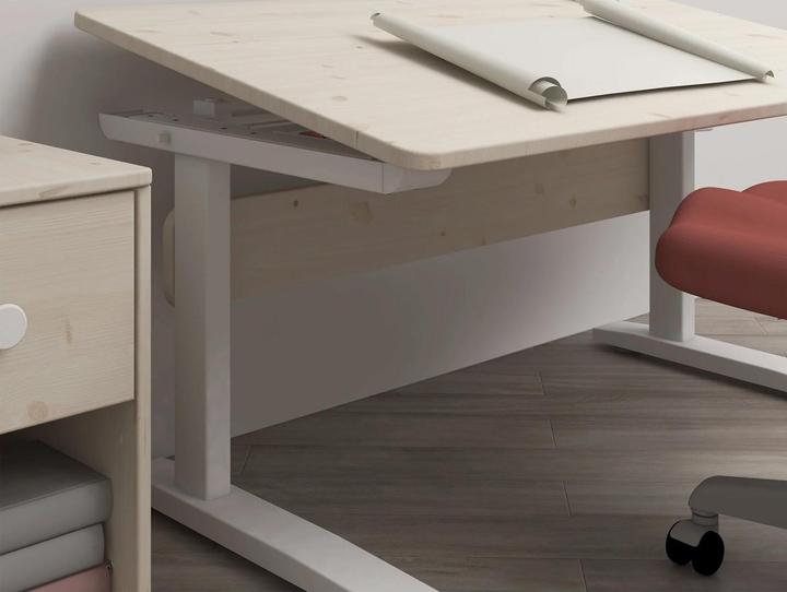 Image du produit Flexa Study Classic Bureau réglable en hauteur avec fonction bascule Blanc lasuré