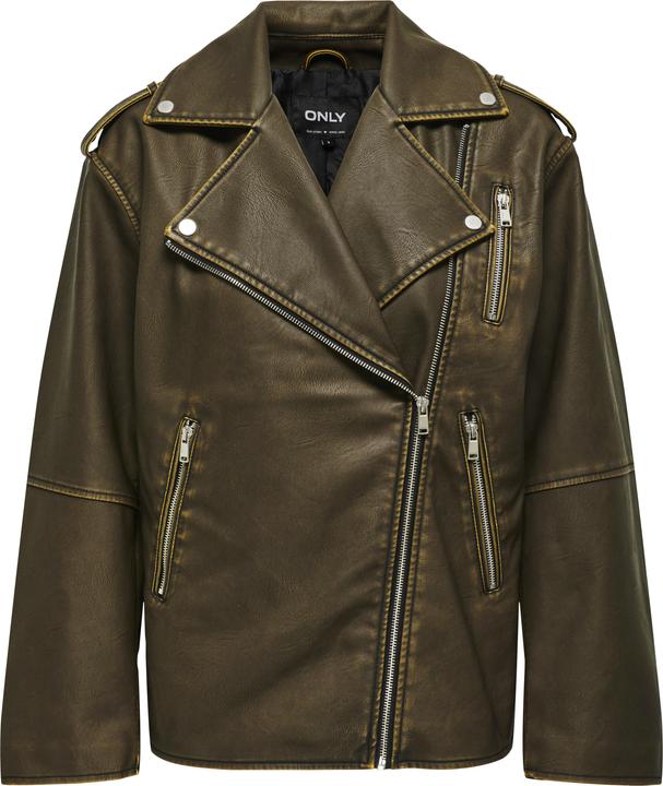 Actual product image Only Band collar biker jacket Faux leather jacket (XS)
