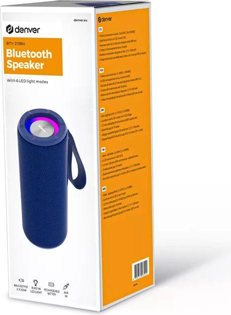 Immagine prodotto Denver Altoparlante portatile BTV-213BU, blu (3 h, Porta USB)