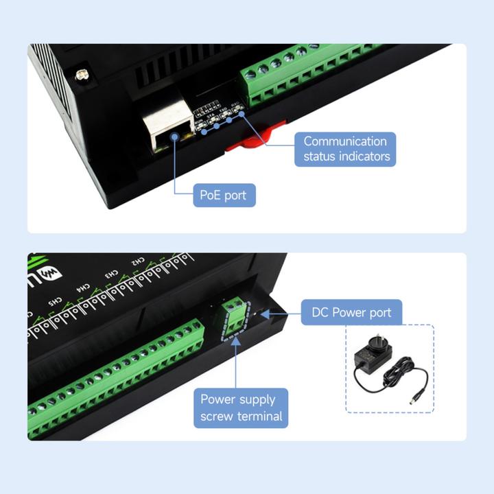 Immagine prodotto WaveShare Modulo Ethernet PoE a 30 canali relè Protocollo RTU/Modbus TCP