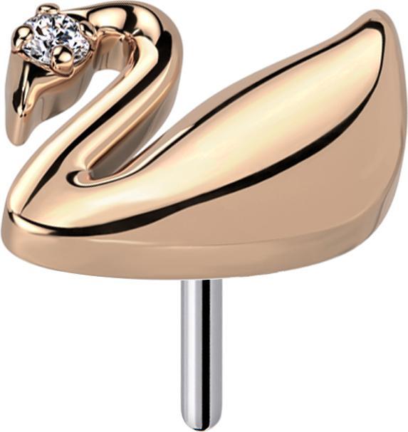 Star Piercing Threadless Schwan rosegold Kristall silber (ohne Messing, Titan G23)