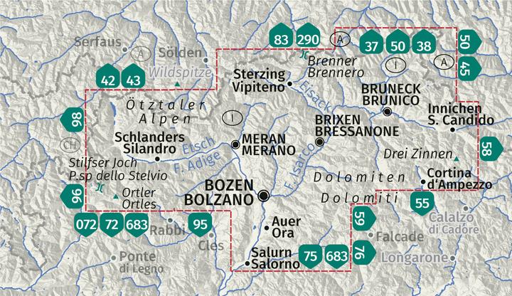 Produktbild Wanderkarten-Set 699 Südtirol / Alto Adige / South Tyrol (4 Karten) 1:50.000