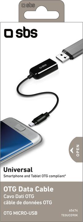 Produktbild SBS OTG-Kabel mit USB-Adapter für Smartphone und Tablet (0.13 m, USB 2.0)