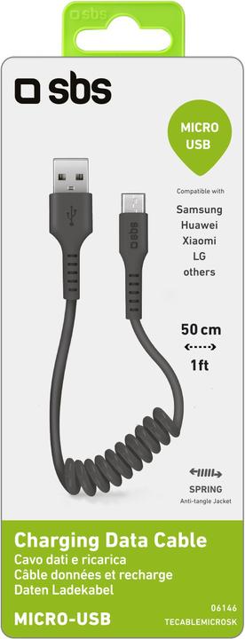 Image du produit SBS Câble de données et de chargement en spirale pour micro-USB (0.50 m, USB 2.0)