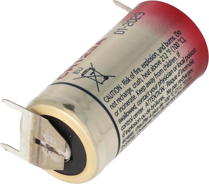 Produktbild Panasonic Batterie CR123A mit 3er Printanschluss 2er Print + 1er Print - Kontakten (1 Stk., CR123A, 1600 mAh)