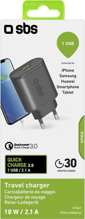 Actual product image SBS Travel charger with quick charge, 2100 mAh (15 W)