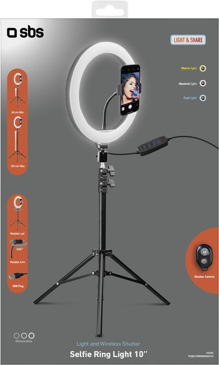 Produktbild SBS Selfie Ring Light mit Stativ (Ringleuchte)
