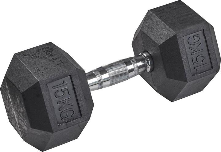 Produktbild Tanga Sports Gummi-Kurzhantel HEX, 15 kg (1 x 15 kg)