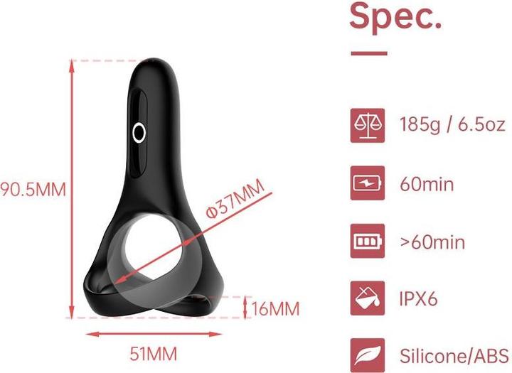 Produktbild Magic Motion Rise Cockring Black (3.70 cm)