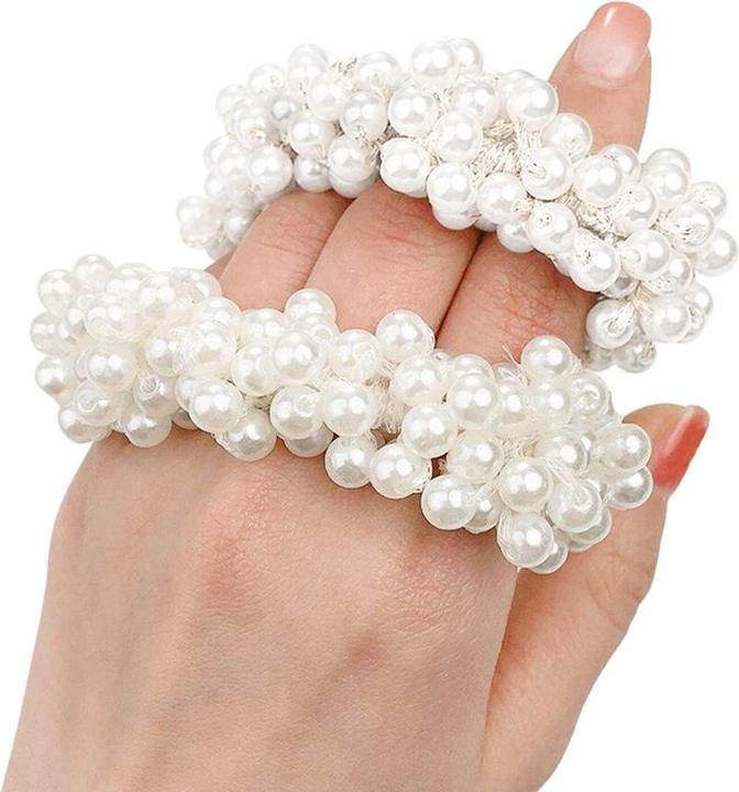Immagine prodotto JTI Fascetta per capelli con perle - bianca (Elastico per capelli)
