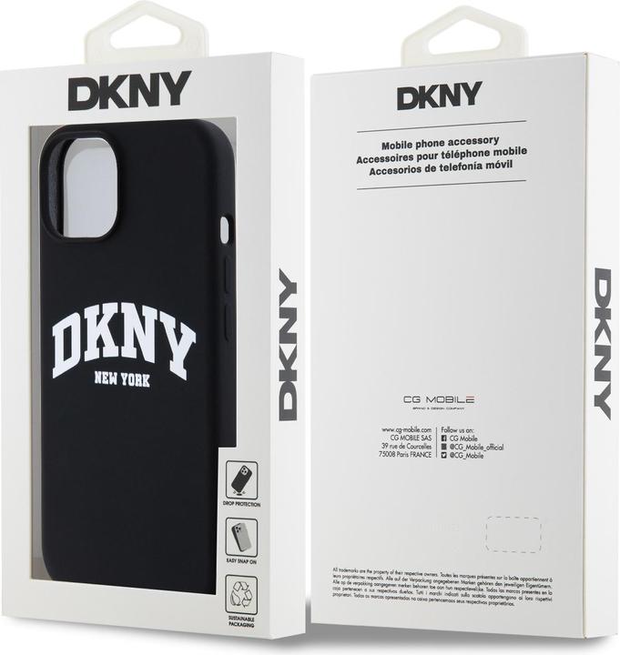 Actual product image DKNY DKHMP15SSNYACH iPhone 15 / 14 / 13 6.1" czarny/black hardcase Liquid Silicone White Printed Log (Apple iPhone 15)