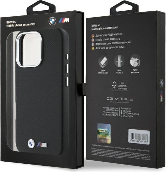 Actual product image BMW BMHCP16X23PUFWKEV iPhone 16 Pro Max 6.9" czarny/black hardcase M Edition Kevlar wrapped metal (Apple iPhone 16 Pro Max)