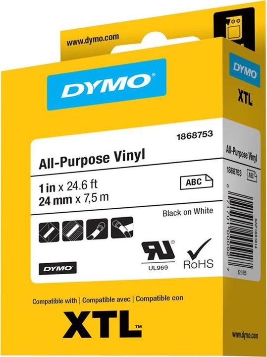 Immagine prodotto Dymo Nastro per font XTL, Vinile (2.40 cm, Nero)