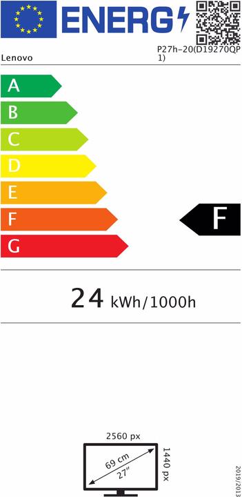 Energie-Label Lenovo ThinkVision P27h-20 (2560 x 1440 Pixel, 27")