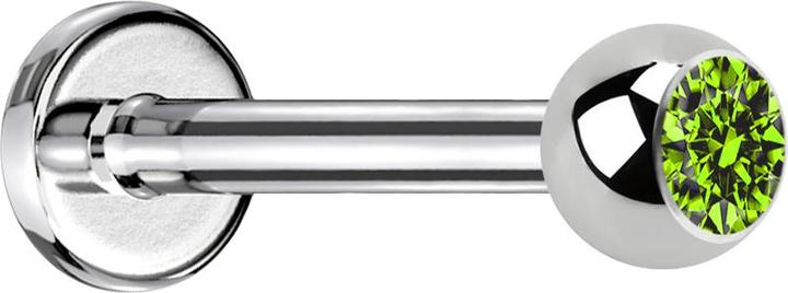 Produktbild Star Piercing Labret silber mit Kugel Kristall hellgrün (ohne Messing, Chirurgenstahl 316L)