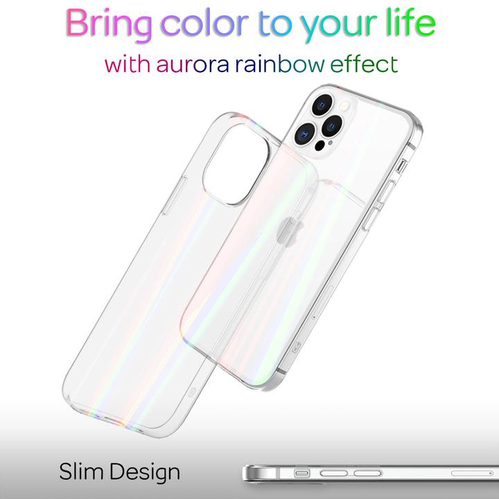 Actual product image Nalia Clear tempered glass hull rainbow effect (Apple iPhone 13 Pro Max)