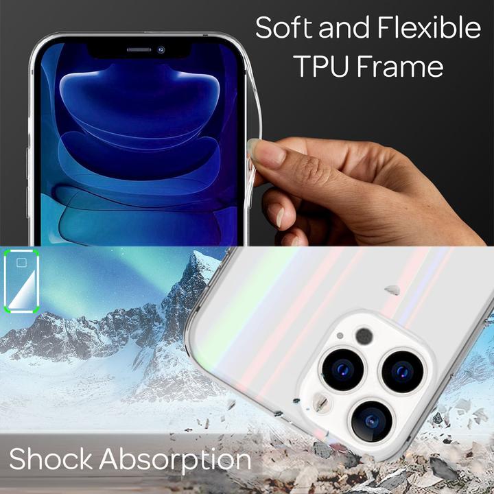 Actual product image Nalia Clear tempered glass hull rainbow effect (Apple iPhone 13 Pro Max)