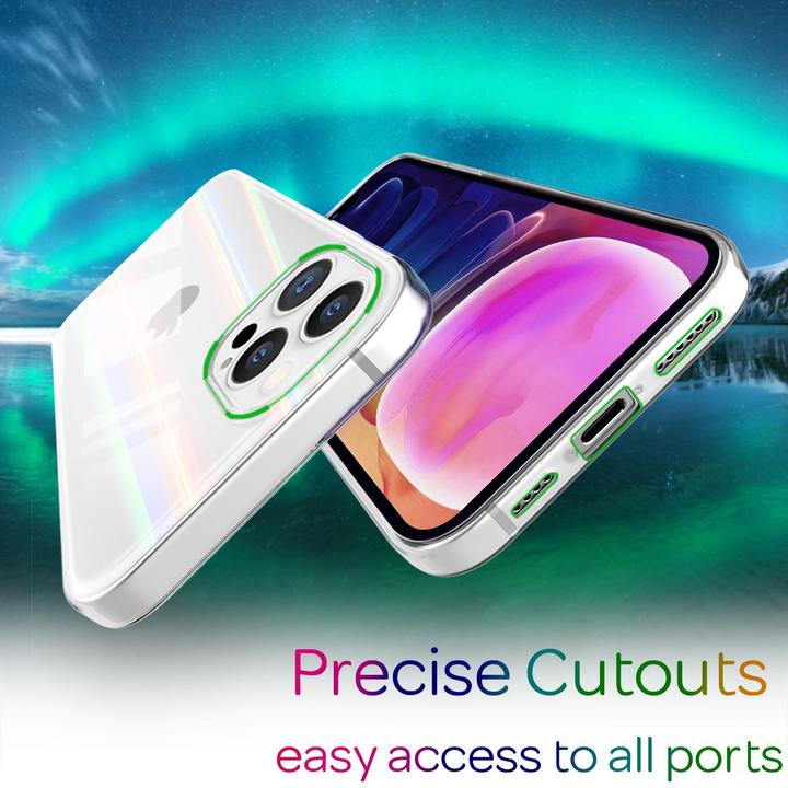 Actual product image Nalia Clear tempered glass hull rainbow effect (Apple iPhone 13 Pro Max)