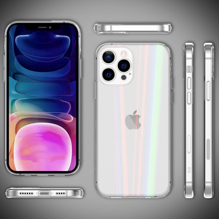 Actual product image Nalia Clear tempered glass hull rainbow effect (Apple iPhone 13 Pro Max)