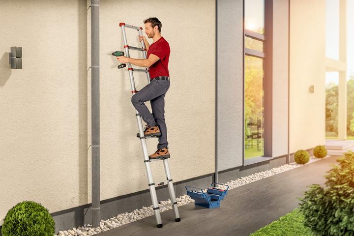 Immagine prodotto Hailo FlexLine, scala telescopica di sicurezza in alluminio, 9 pioli (Scala singola, 264 cm)