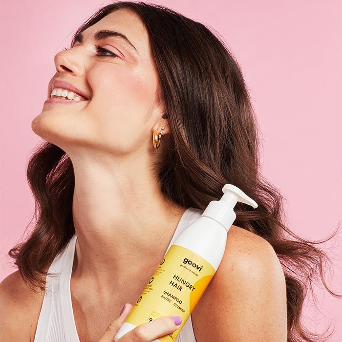 Actual product image Goovi HUNGRY HAIR Shampoo nourishing and luminous (240 ml, Liquid shampoo)