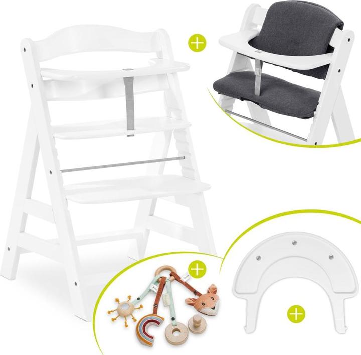 Produktbild Hauck Hochstuhl Alpha Plus White im Sparset - inkl. Sitzkissen Hochstühle (Hochstuhl Sitzerhöhung)