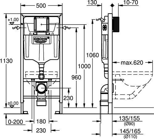 Actual product image Grohe WC element RAPID SL cistern GD 2, flush flow restrictor