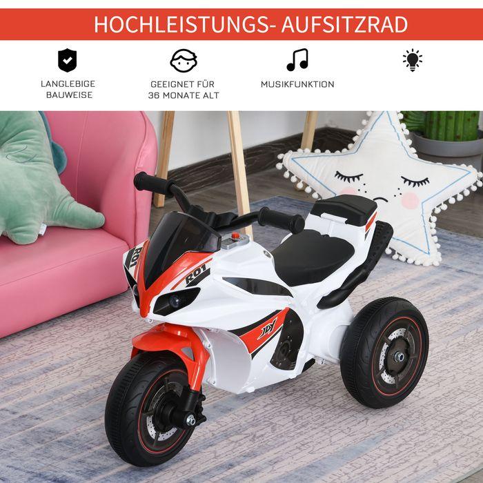 Produktbild Swisshandel24 Kinderfahrzeug Rutscher Kinder-Motorad Rutscherfahrzeug für 18-36 Monate mit Musik Weiss 74 x 39 x 4