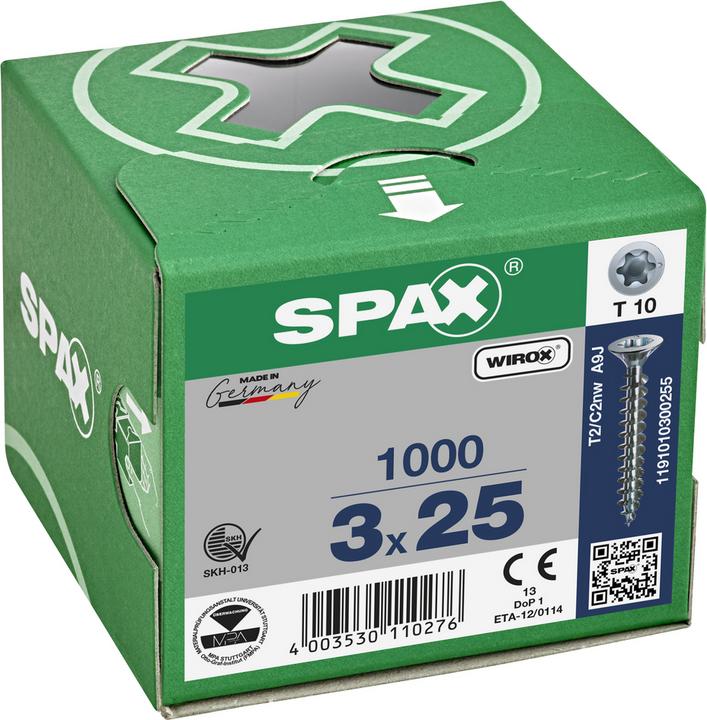 Actual product image Spax Chipboard screws SK T10 3.0x25 mm (1000 Screws per piece)