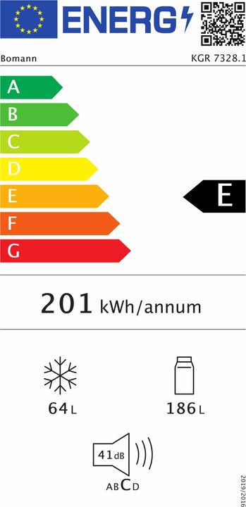 Energie-Label Bomann Kühl-Gefrierkombination KGR 7328 (250 l)