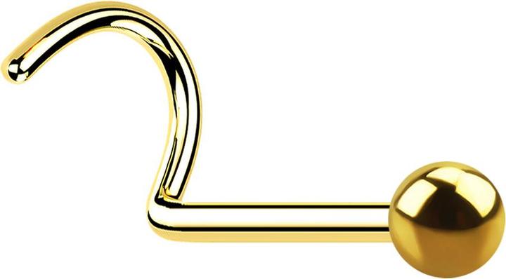 Actual product image Star Piercing Nose stud curved gold plated with ball (Surgical steel 316L, without brass)