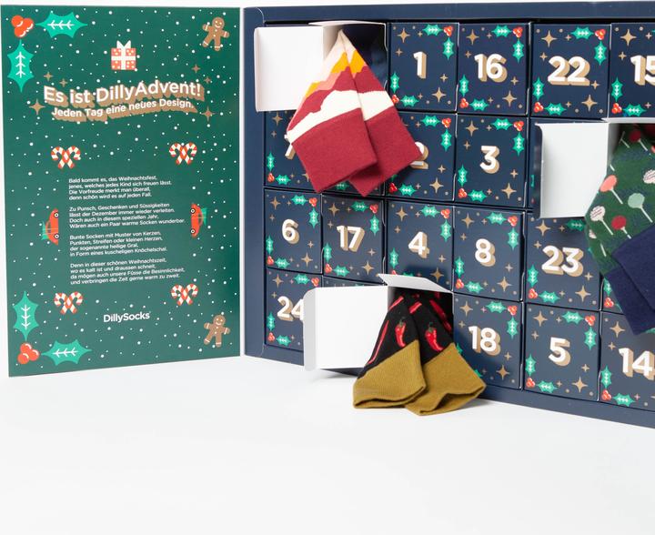 Produktbild DillySocks Socken Adventskalender (24er Pack, 41 - 46)