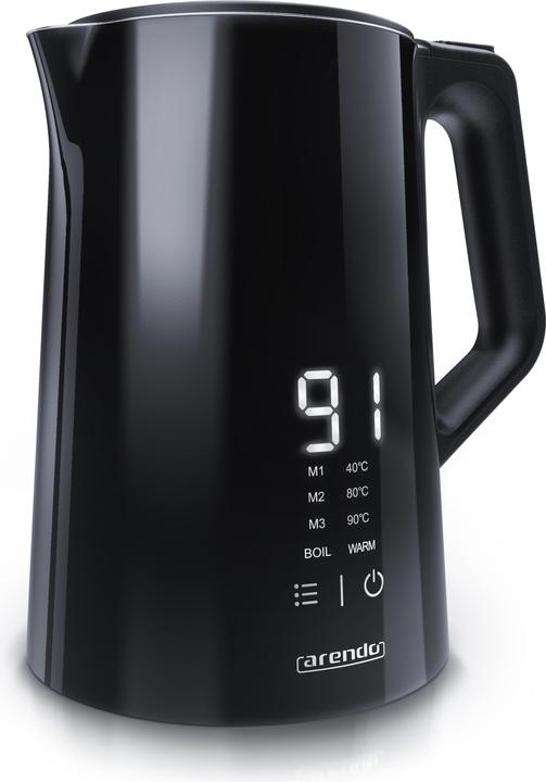 Produktbild Arendo Wasserkocher 1,5 l, 2200 W, Edelstahl, Display, Warmhaltefunktion, Temperatureinstellung 40° - 100° (1.50 l)
