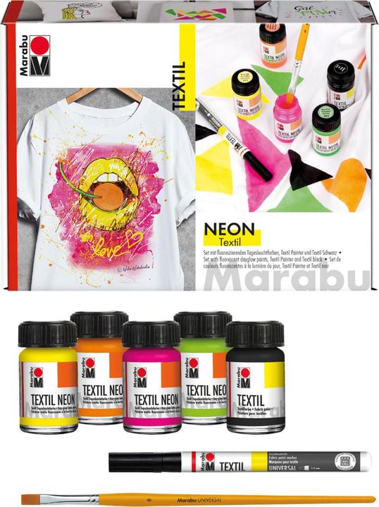 Produktbild Marabu Textilfarbe (Orange, Gelb, Grün, Rosa, Schwarz, 60 ml)