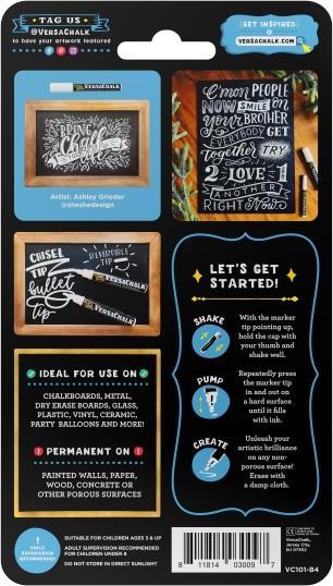 Actual product image VersaChalk - White liquid chalk marker set of 4 5mm tip (White, 5 mm, 4 x)